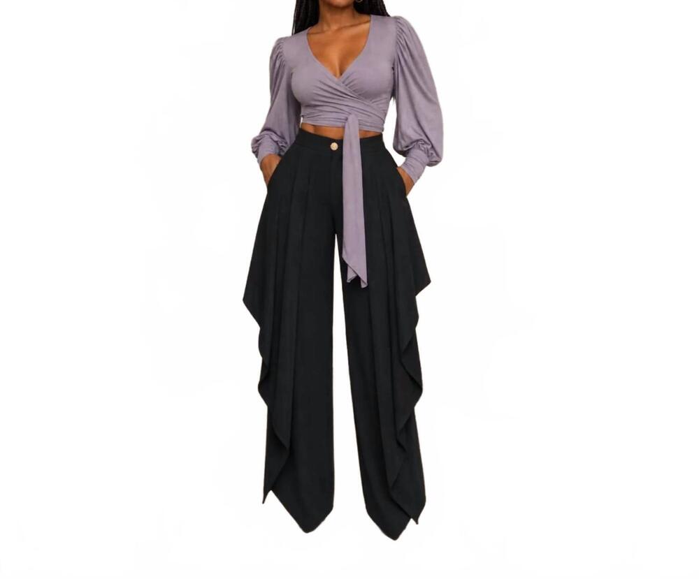NEW RIVIR heiress ruffled pants in black